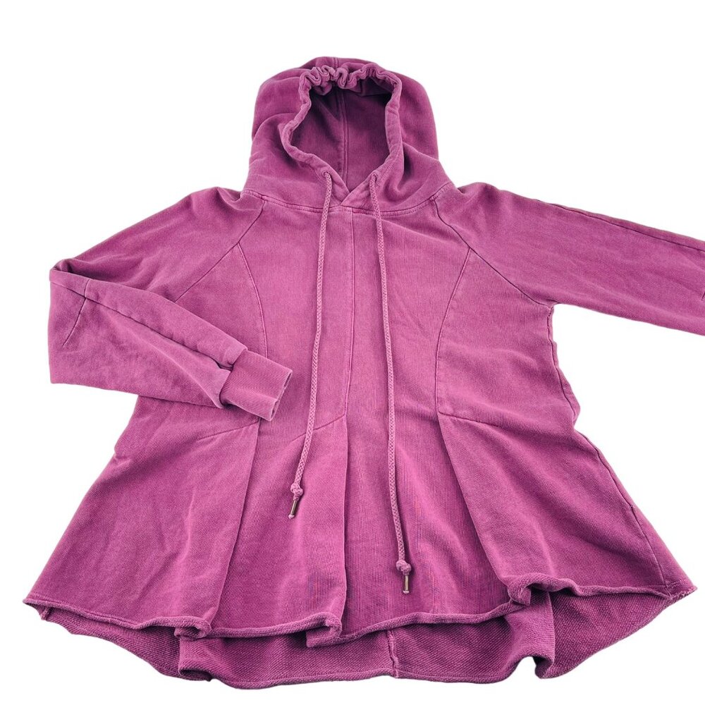 Anthropologie Mauve Cotton Flared Hoodie Sweatshirt M